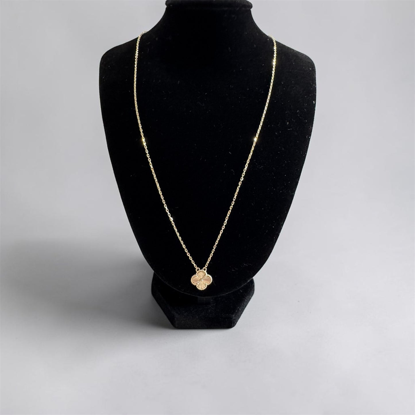 10K necklace 18” with gold clover pendant
