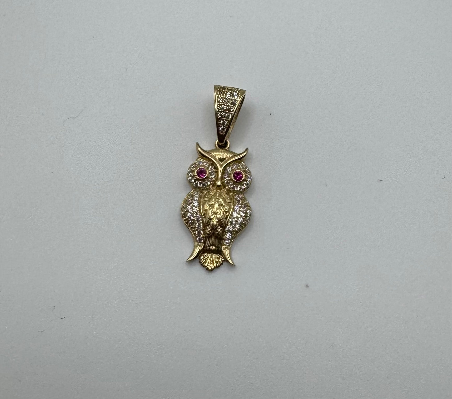 14K owl pendant