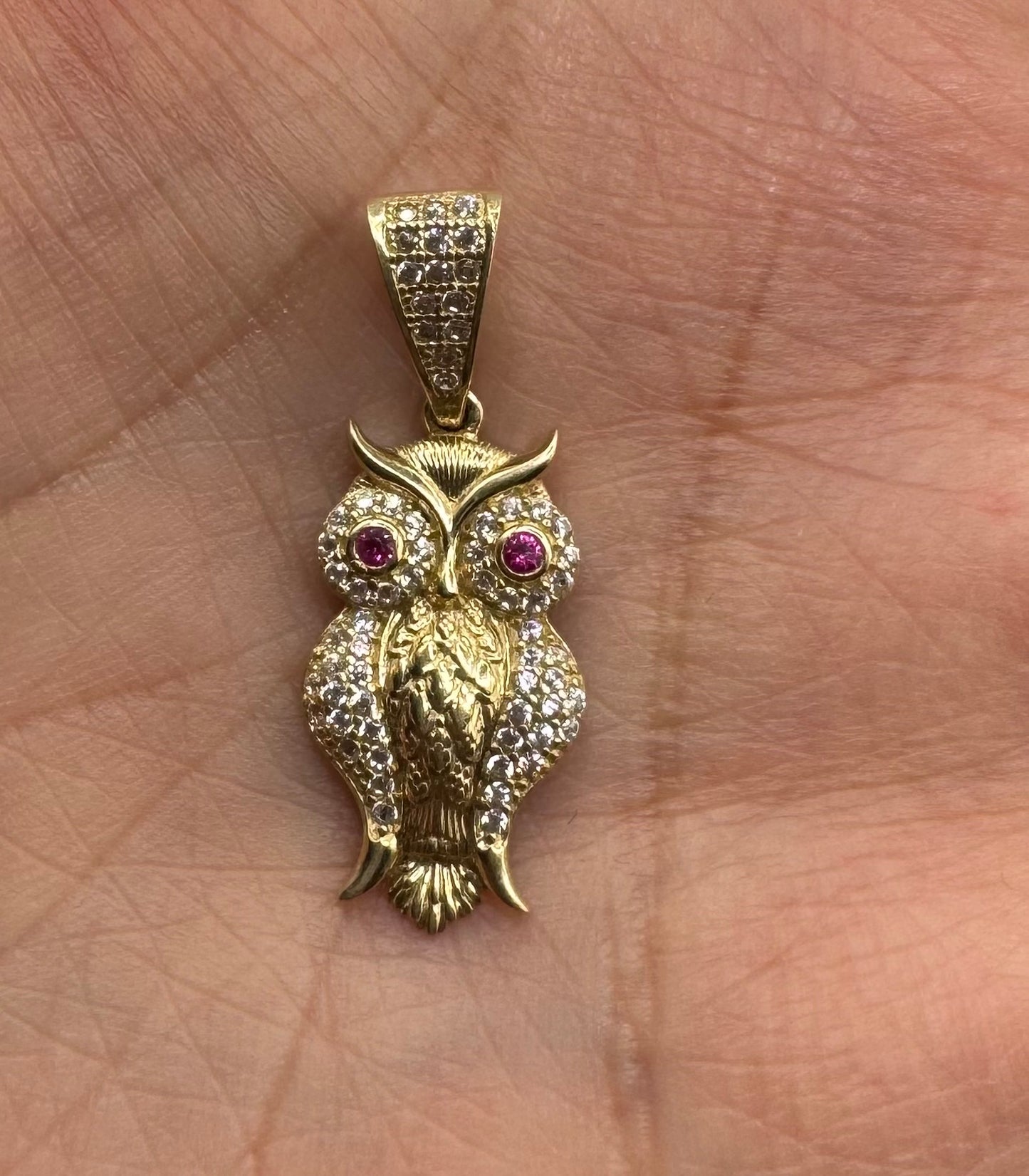 14K owl pendant