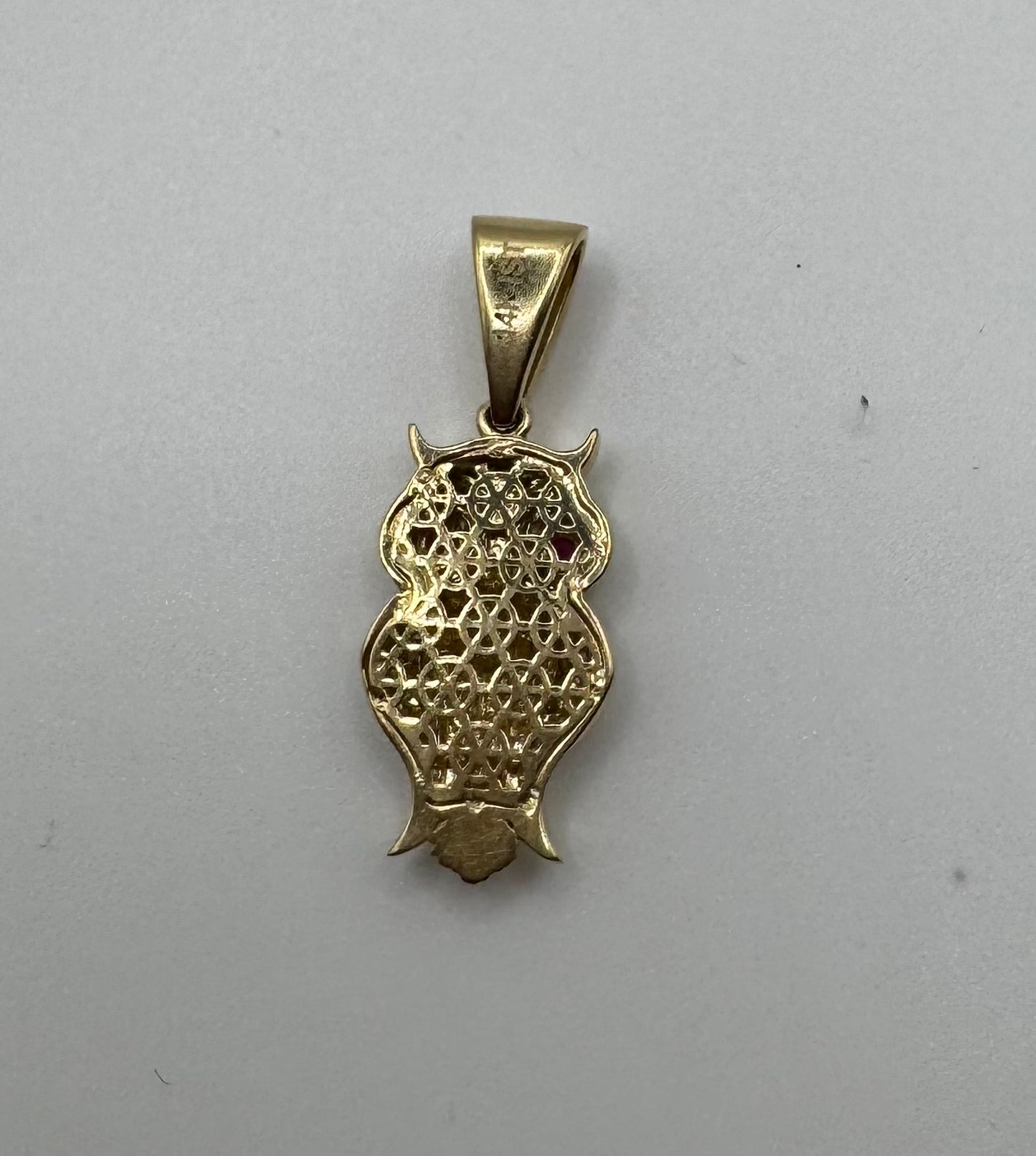14K owl pendant