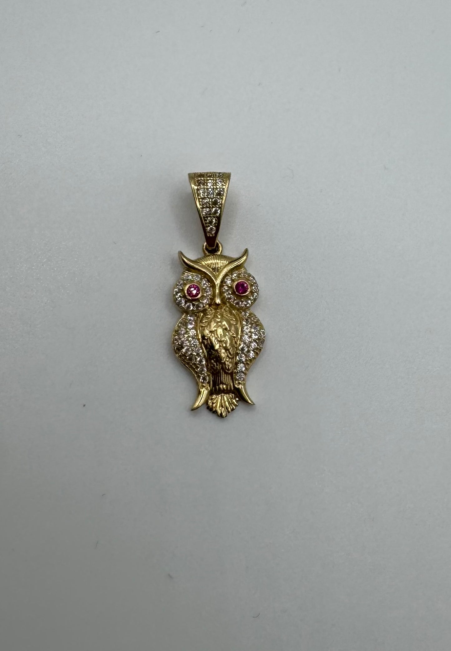 14K owl pendant