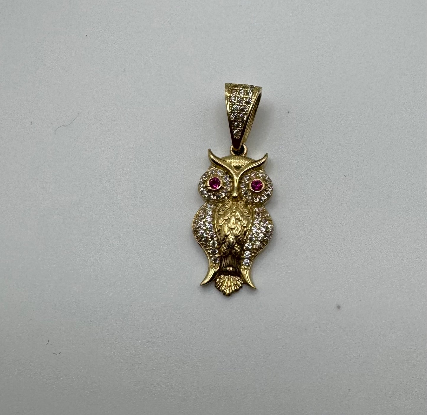 14K owl pendant